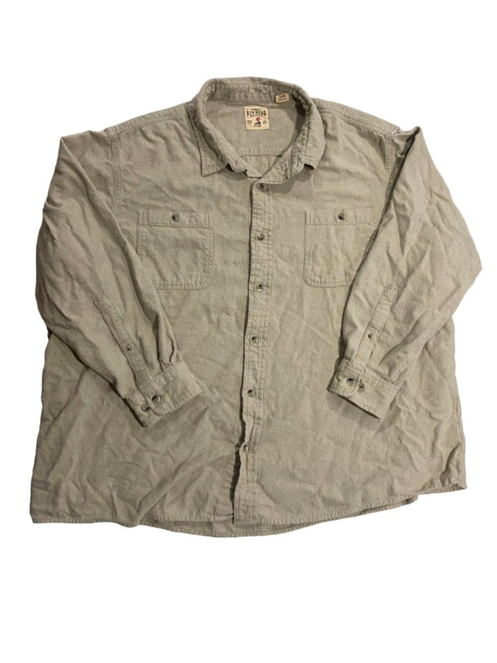 RED HEAD BRAND Flannel Button Up Shirt Beige 4XL Cotton Workwear Gorpcore Rugged
